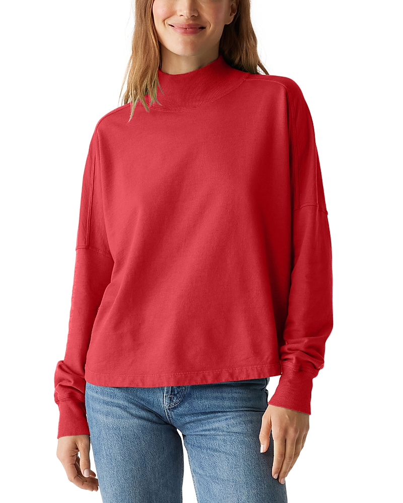 Shop Michael Stars Mila Mock Neck Sweater In Cherry