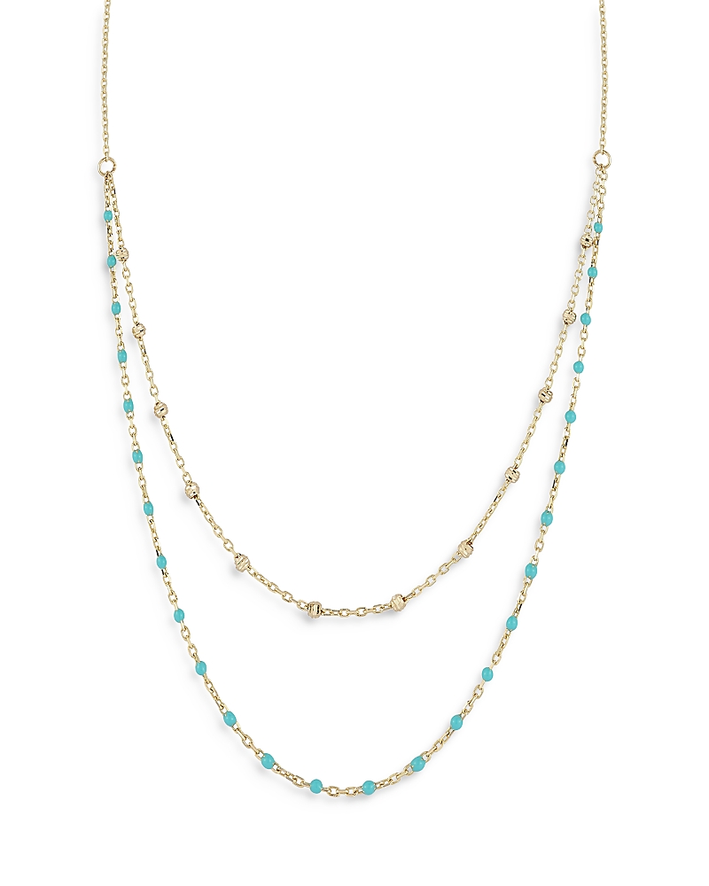 Moon & Meadow 14k Yellow Gold Blue Bead Layered Necklace, 16-18 In Blue/gold