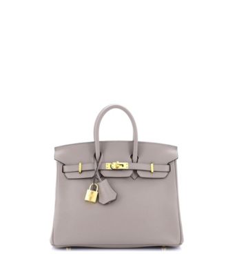 Pre-Owned HERMÈS - Birkin 25 Handbag Grey Novillo with Gold Hardware