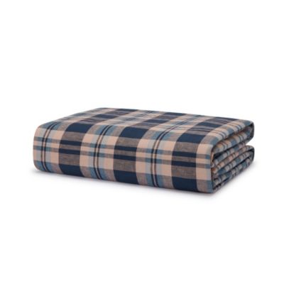 Piglet in Bed Dallington Plaid Linen Blend Duvet Cover, Queen