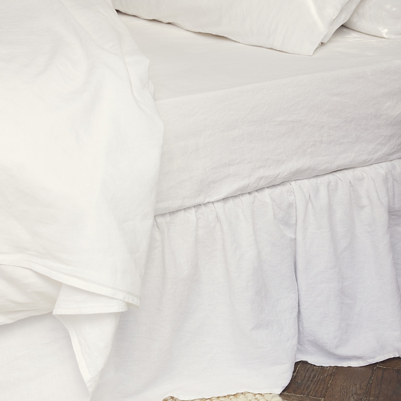 Piglet In Bed Linen Blend Fitted Sheet, California King In White