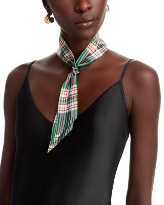 Echo Plaid Ribbon Silk Scarf
