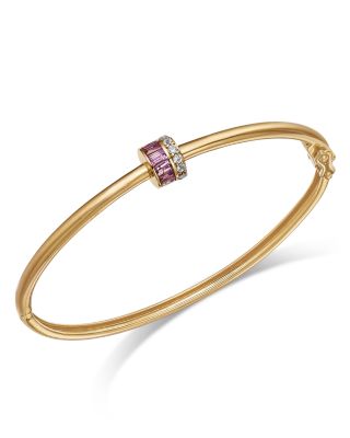 Moon & Meadow - 14K Yellow Gold Wicked Pink Sapphire & White Topaz Bangle Bracelet