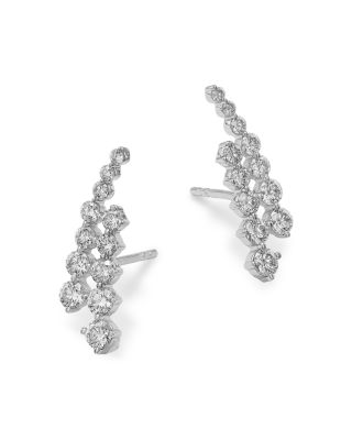 Diamond Ear Climbers in 14K White Gold, 0.91 tcw