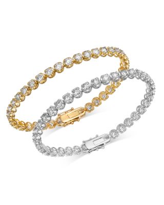 Crown Set Diamond Tennis Bracelet in 14K White Gold, 6.0 tcw