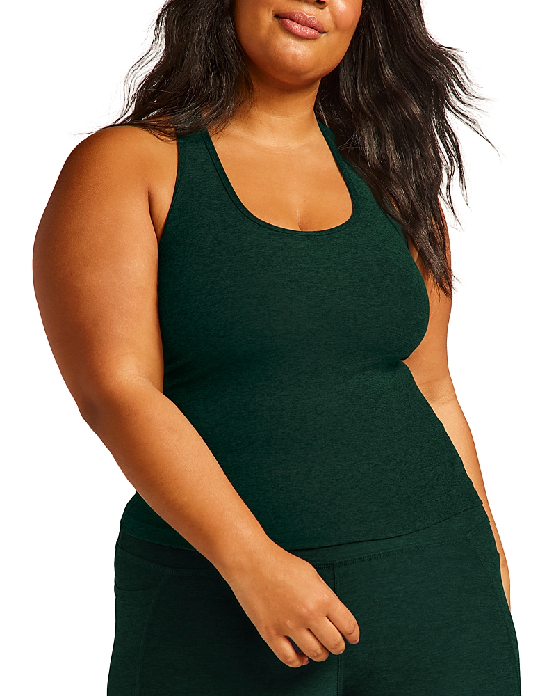 Beyond Yoga Plus Space Dye Step Up Racerback Tank In Dark Spruce