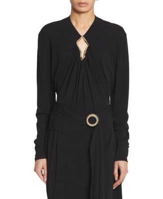 Lanvin Draped Eyelet Top