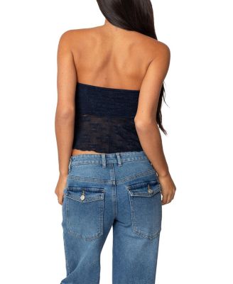 Embroidered Sheer Strapless Top