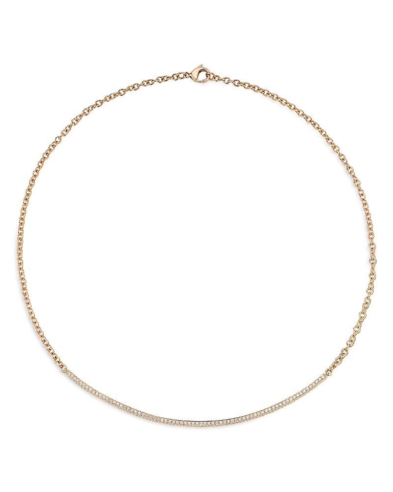 Walters Faith 18k Rose Gold Diamond Curved Bar Necklace, 15 In Rose Gold