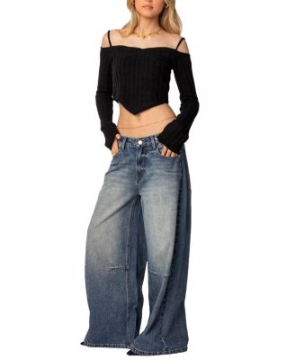 Triangle Hem Off Shoulder Sweater