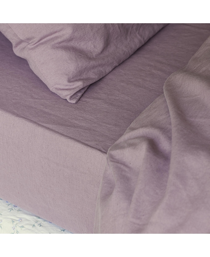 Piglet In Bed Linen Blend Fitted Sheet, California King In Elderberry