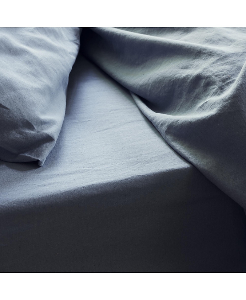 Piglet In Bed Linen Blend Fitted Sheet, California King In Dusk Blue