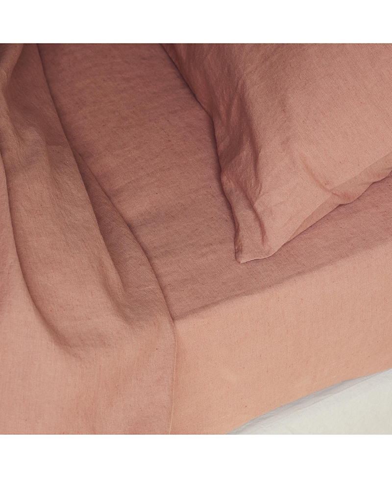 Piglet In Bed Linen Blend Fitted Sheet, California King In Warm Clay