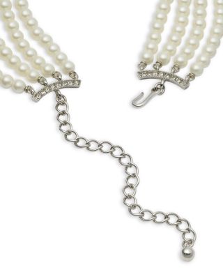 Stone & Halo Imitation Multi Strand Choker Necklace, 12-16"