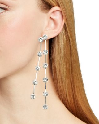 Crystal Double Linear Shoulder Sweeping Drop Earrings