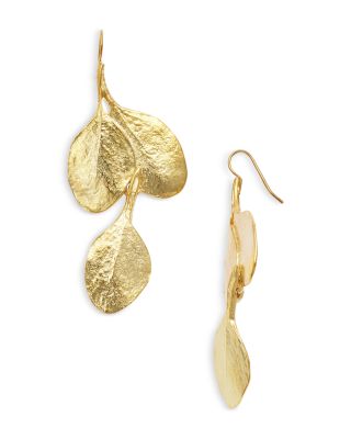 Textured Leaf Drop Earrings