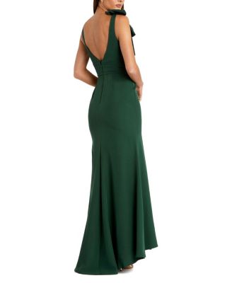 Sleeveless V Neck Bow Detail Mermaid Gown