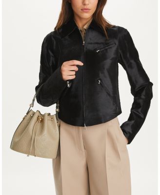 T Monogram Leather Bucket Bag