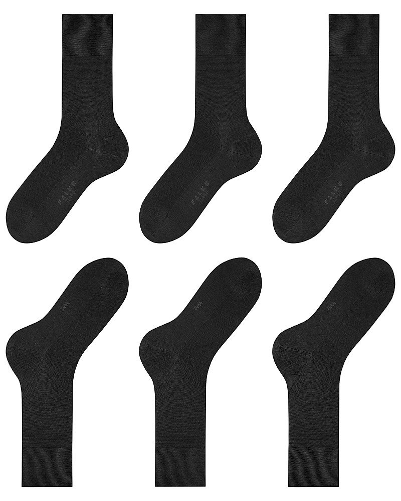 Shop Falke Tiago Cotton Blend Solid Crew Socks, Pack Of 3 In Black