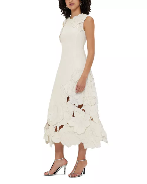 cleo applique sleeveless midi dress