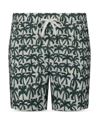 Charles Palm Print Regular Fit 4" Swim Trunks