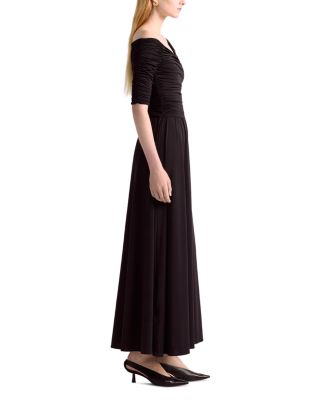 Char Ruched Elbow Sleeve Maxi Dress