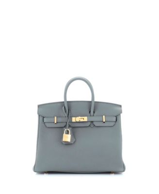 Pre-Owned Hermes Birkin 25 Handbag Vert Amande Togo with Gold Hardware