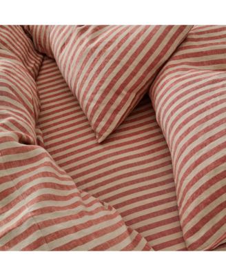 Piglet in Bed Pembroke Stripe Linen Blend Fitted Sheet, Queen