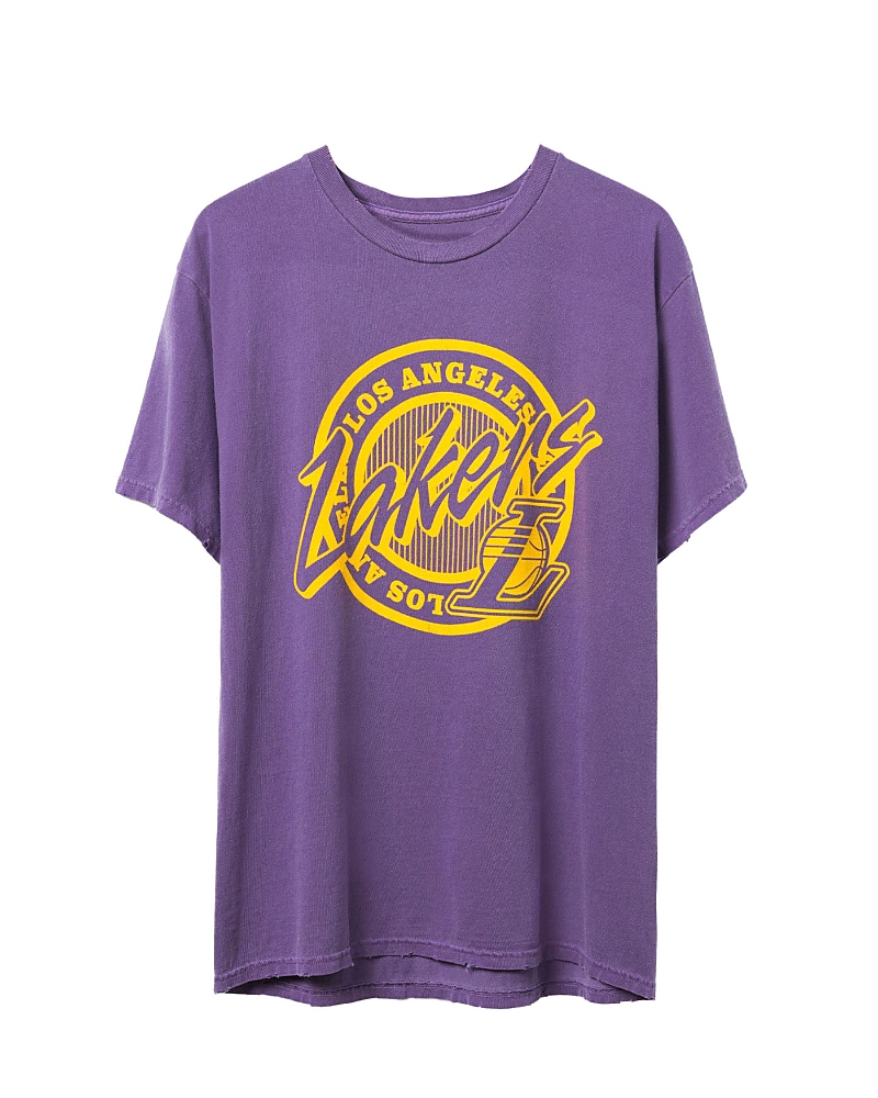 Junk Food Clothing Unisex Nba Los Angeles Lakers Crest Vintage Tee In Purple