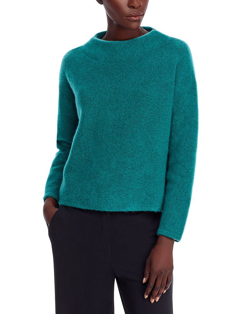 Eileen Fisher Boucle Bliss Cashmere-silk Sweater In Evergreen