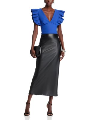 Ruffle Sleeve V Neck Top