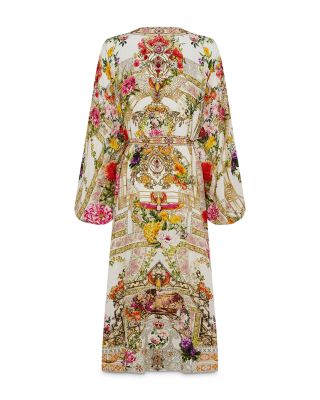 Silk Blouson Sleeve Layer Swim Cover Up in Egyptian Rose