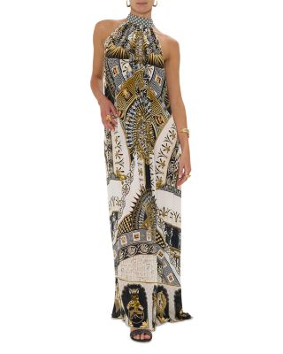 Camilla - Silk Maxi Dress in Temples of Dendara