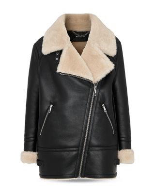 Petite Faux Shearling Aviator Coat