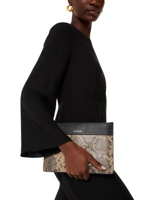 Una Snake Print Panel Pouch Zip Clutch