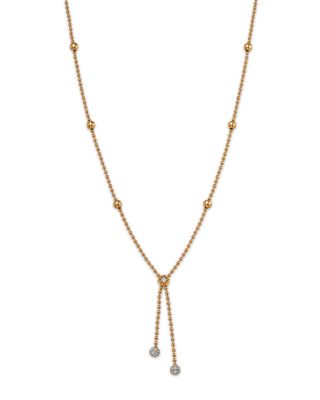 Roberto Coin 18K Yellow Gold Diamond Ball Chain Lariat Necklace, 16- 18 (also in 18K white gold)