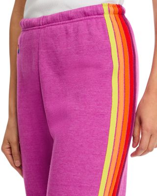 Wave Pullover Hoodie and Rainbow-Stripe Sweatpants