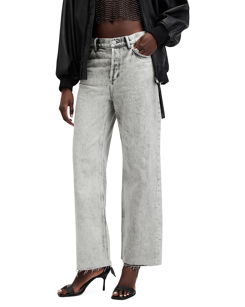 Allsaints Wendel High Rise Wide Leg Jeans In Anthracite In Anthracite