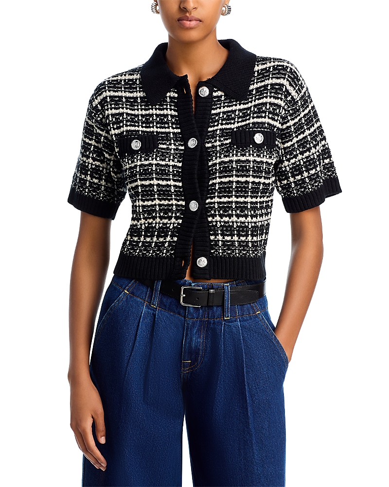 Aqua Tweed Cardigan - Exclusive In Black/white