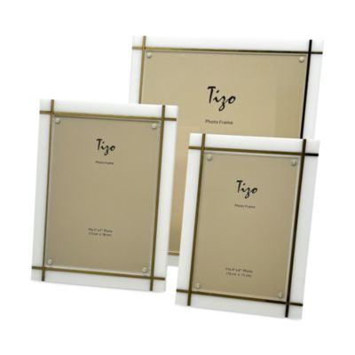 Solid White Lucite Picture Frame with Gold Inlay, 8" x 10"