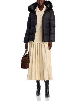 Laichefur Shearling Trim Hooded Down Jacket