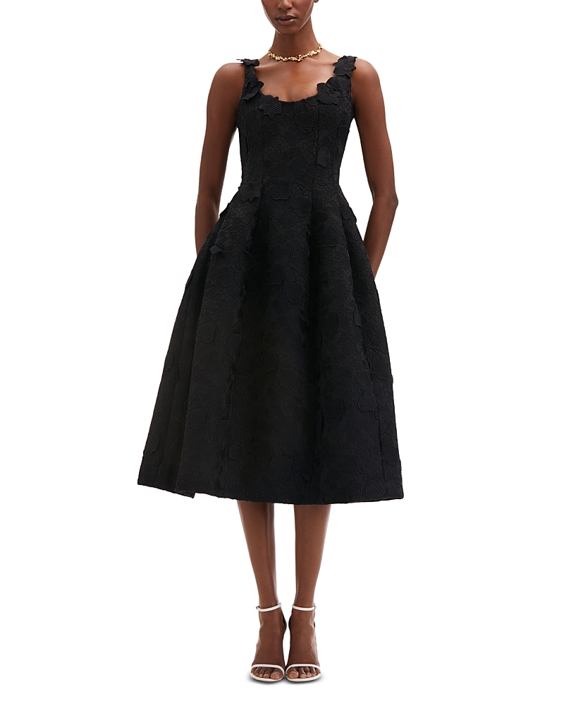 Oscar De La Renta Sleeveless Foxglove Lace Sweetheart-neck Gown In Black