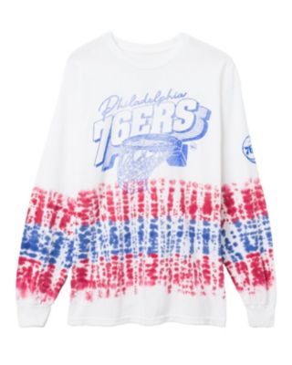 Junk Food Clothing - Unisex NBA Philadelphia 76ers Tie Dye Long Sleeve Tee