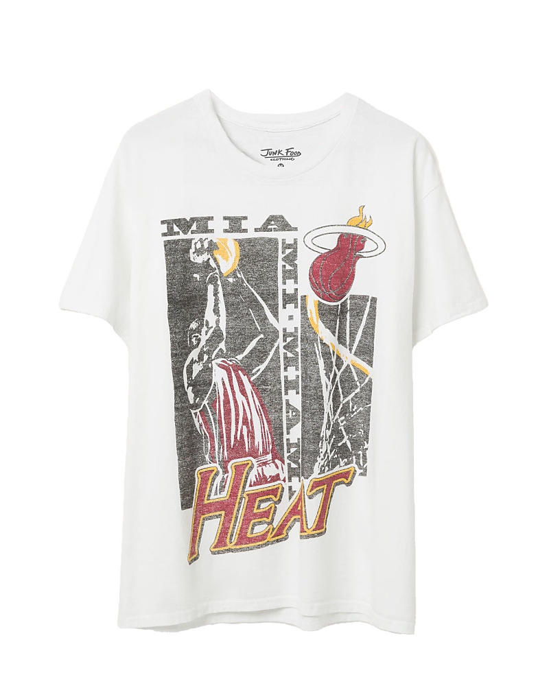 Junk Food Clothing Unisex Nba Miami Heat Jump Shot Short Sleeve Tee In White