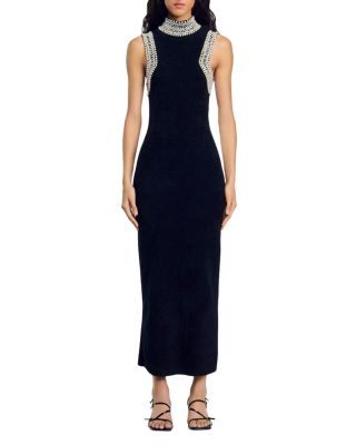 Sandro Lucky Embellished Velvet Knit Dress | Bloomingdale's Women