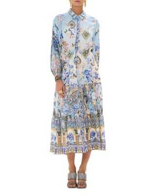 Camilla - Silk Midi Shirt Dress in Al Manial Palace Memoirs
