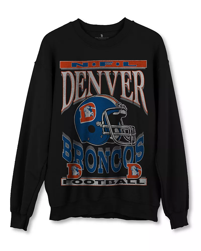 Junk Food Clothing Nfl Unisex Denver Broncos Helmet Flea Market Crew Fleece Sweatshirt