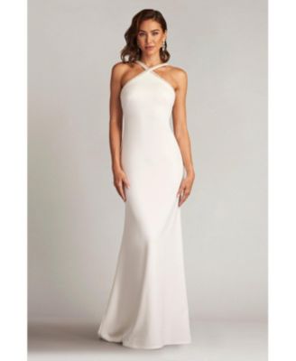 Sicily Pearl Trim Halter Gown