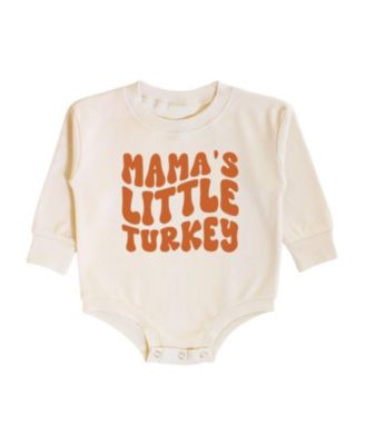 Sweet Wink Boys' and Girls' Mama's Little Turkey Thanksgiving Long Sleeve Romper - Baby