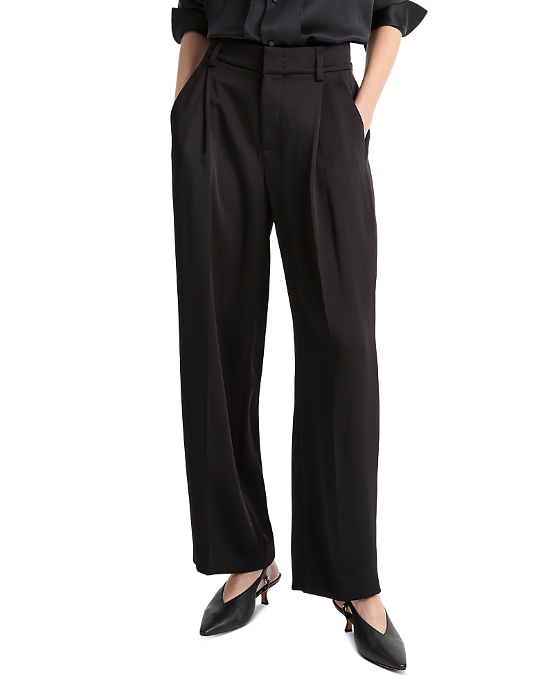 Vince Wide Leg Satin Pants In Black